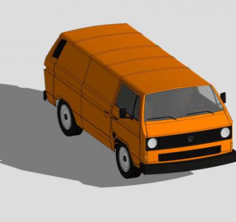 橙色大众T3运输车SU模型下载_sketchup草图大师SKP模型