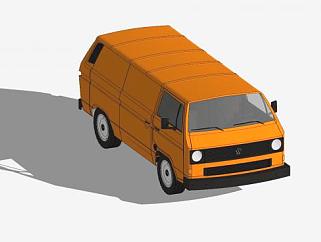 橙色大众T3运输车SU模型下载_sketchup草图大师SKP模型
