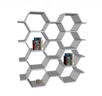 现代金属倚墙式书架SU模型下载_sketchup草图大师SKP模型