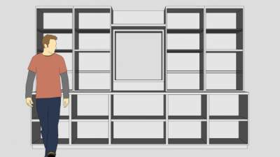 现代白色高书柜SU模型下载_sketchup草图大师SKP模型