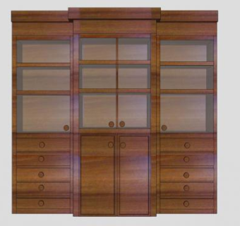 复古玻璃橱窗书柜SU模型下载_sketchup草图大师SKP模型