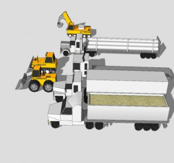 建筑车辆和半卡车SU模型下载_sketchup草图大师SKP模型