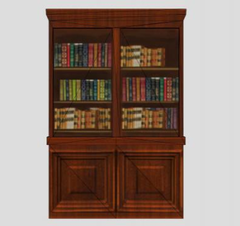 图书馆实木书柜SU模型下载_sketchup草图大师SKP模型