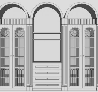 现代书柜电视站SU模型下载_sketchup草图大师SKP模型