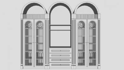 现代书柜电视站SU模型下载_sketchup草图大师SKP模型