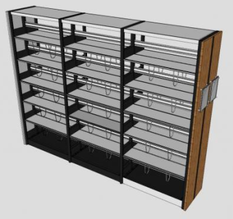 钢制矮书架SU模型下载_sketchup草图大师SKP模型