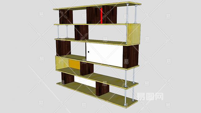 草圖大師skp模型 這是簡約建築書架su模型,獨立式書架適應性