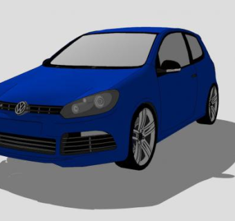 蓝色大众高尔夫Mk6汽车SU模型下载_sketchup草图大师SKP模型