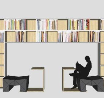 图书馆的书架SU模型下载_sketchup草图大师SKP模型