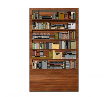 现代书籍实木书柜SU模型下载_sketchup草图大师SKP模型