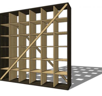 布里克板式书柜SU模型下载_sketchup草图大师SKP模型