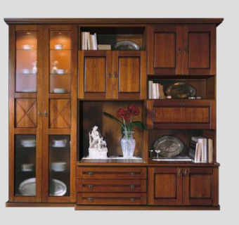 经典实木书柜SU模型下载_sketchup草图大师SKP模型