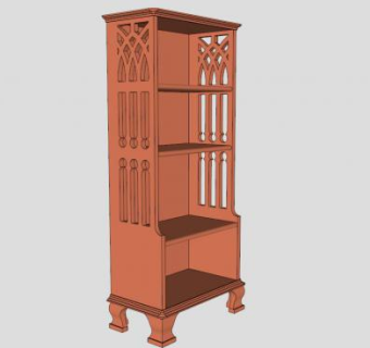 哥特式板式书柜SU模型下载_sketchup草图大师SKP模型
