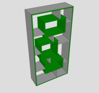 现代隔板式绿色书架SU模型下载_sketchup草图大师SKP模型