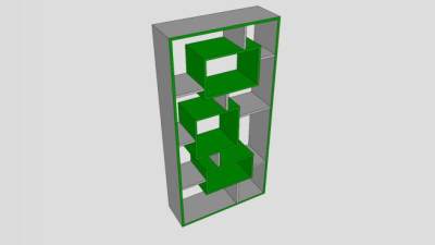 现代隔板式绿色书架SU模型下载_sketchup草图大师SKP模型