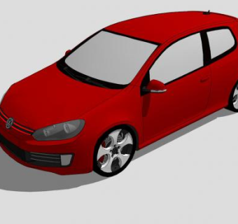 红色大众高尔夫Mk6汽车SU模型下载_sketchup草图大师SKP模型
