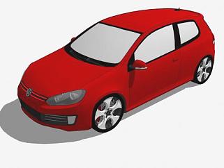 红色大众高尔夫Mk6汽车SU模型下载_sketchup草图大师SKP模型