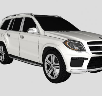 银白色奔驰GL550汽车SU模型下载_sketchup草图大师SKP模型