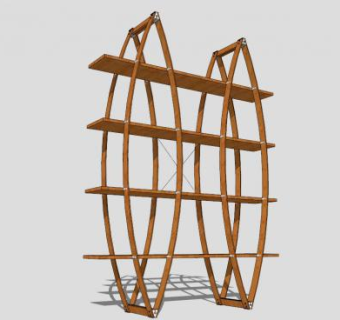 单行弓形书架SU模型下载_sketchup草图大师SKP模型