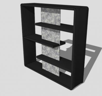 现代黑色表面书柜SU模型下载_sketchup草图大师SKP模型