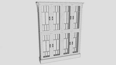 任务式白色书柜SU模型下载_sketchup草图大师SKP模型