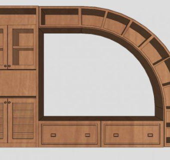 实木书柜电视站橱柜SU模型下载_sketchup草图大师SKP模型