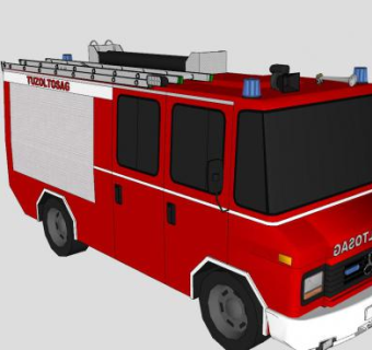 匈牙利奔驰消防车SU模型下载_sketchup草图大师SKP模型