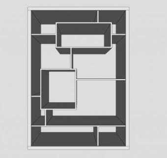 现代实际测量书柜SU模型下载_sketchup草图大师SKP模型