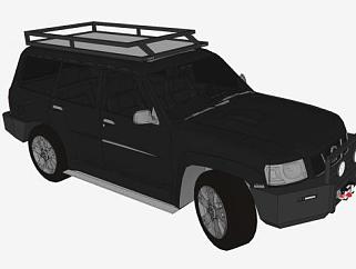 尼桑黑色巡逻SUV汽车SU模型下载_sketchup草图大师SKP模型