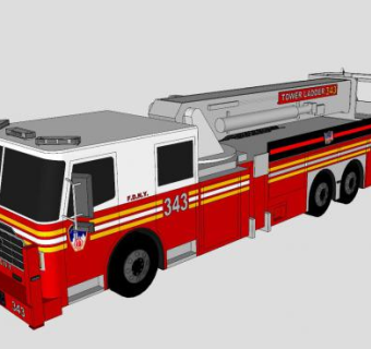 纽约消防局消防车SU模型下载_sketchup草图大师SKP模型