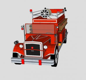 古董汽车消防车SU模型下载_sketchup草图大师SKP模型