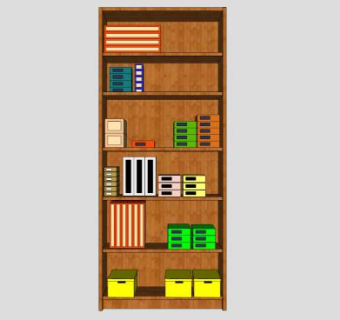 现代独立板式书柜SU模型下载_sketchup草图大师SKP模型