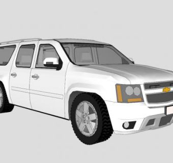 雪佛兰白色越野车SU模型下载_sketchup草图大师SKP模型