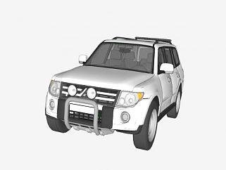 三菱白色SUV汽车SU模型下载_sketchup草图大师SKP模型