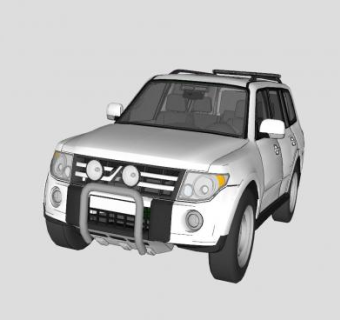 三菱白色SUV汽车SU模型下载_sketchup草图大师SKP模型