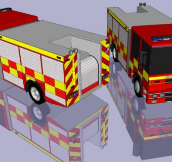 丹尼斯消防卡车SU模型下载_sketchup草图大师SKP模型