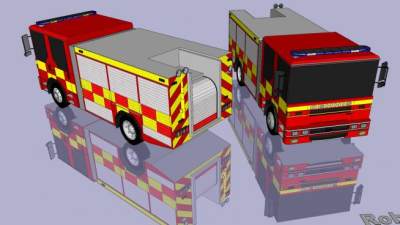 丹尼斯消防卡车SU模型下载_sketchup草图大师SKP模型