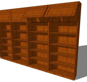 实木单式书柜SU模型下载_sketchup草图大师SKP模型