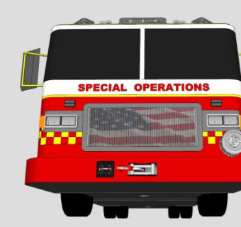 美国火警消防卡车SU模型下载_sketchup草图大师SKP模型