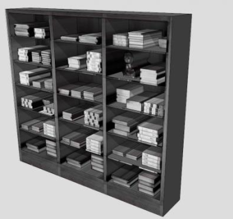 简约黑色书柜SU模型下载_sketchup草图大师SKP模型