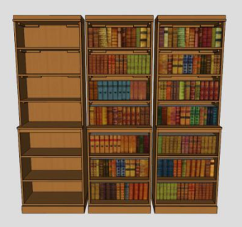 现代家居书柜SU模型下载_sketchup草图大师SKP模型