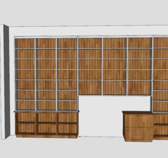 钢木结合书柜SU模型下载_sketchup草图大师SKP模型