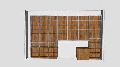 钢木结合书柜SU模型下载_sketchup草图大师SKP模型