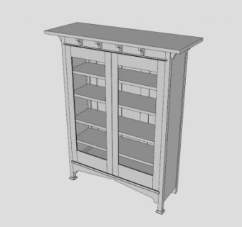 英语工艺品书柜SU模型下载_sketchup草图大师SKP模型
