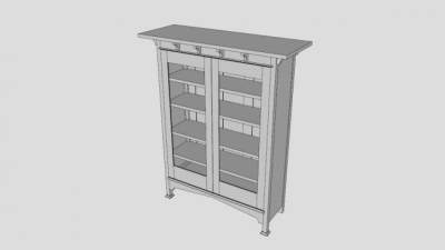 英语工艺品书柜SU模型下载_sketchup草图大师SKP模型