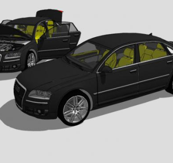奥迪A8黑色轿车SU模型下载_sketchup草图大师SKP模型