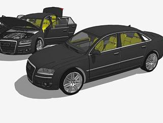 奥迪A8黑色轿车SU模型下载_sketchup草图大师SKP模型