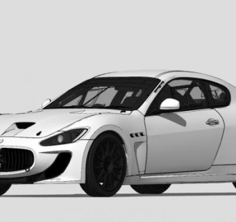 玛莎拉蒂GT白色跑车SU模型下载_sketchup草图大师SKP模型