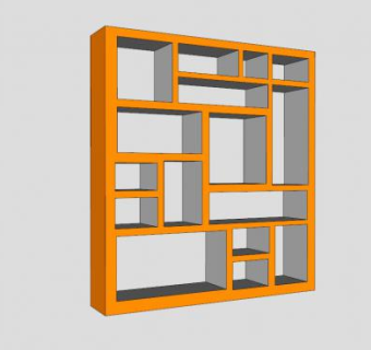 现代黄色书柜SU模型下载_sketchup草图大师SKP模型