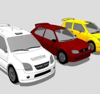 铃木和雪铁龙赛车SU模型下载_sketchup草图大师SKP模型